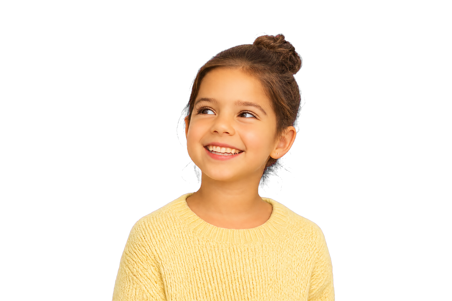 Smiling child in a yellow sweater